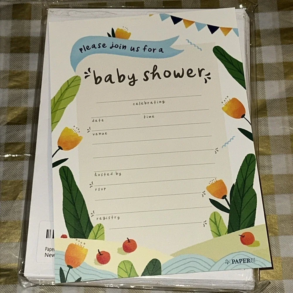 Paper Kit Co 25 Pack Elephant Baby Shower Invitations Welcome Little One Neutral